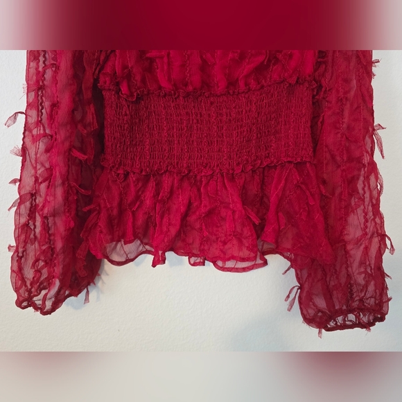 Zara Red Frill Top - Picture 4 of 9